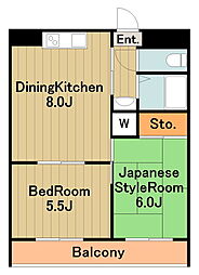 京王相模原線 京王永山駅 徒歩25分の賃貸マンション 3階2DKの間取り