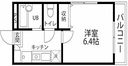 リリックコート中根ヒルズ 1階1Kの間取り