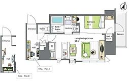 ＡＩＦＬＡＴ若松河田 13階1LDKの間取り