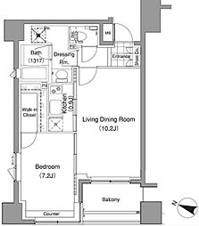 パークハビオ赤坂氷川町 5階1LDKの間取り