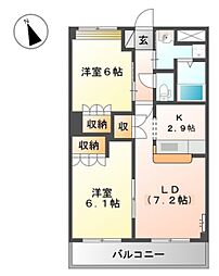JR和歌山線 船戸駅 徒歩16分の賃貸アパート 2階2LDKの間取り