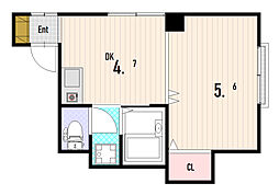 イースト西代 3階1DKの間取り