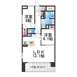 Ｓｏｐｈｉａ　ｃｏｕｒｔ宿院 5階2LDKの間取り