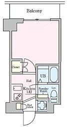 エクセレントプレイス武蔵小杉 1Kの間取図画像