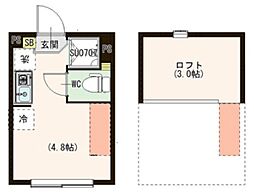 レインパレス西大島 2階ワンルームの間取り