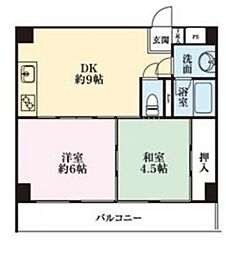 三洋ガーデン 5階2DKの間取り