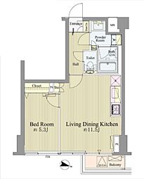 神楽坂南町ハウス 1LDKの間取図画像