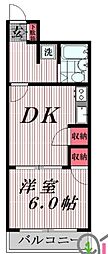 JUN仏子B棟 1DKの間取図画像
