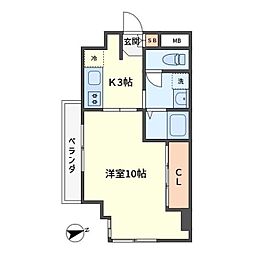 スプリングパーク綾瀬 1Kの間取図画像
