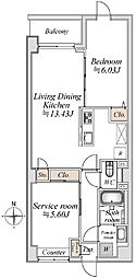 プライムガーデン赤塚 1SLDKの間取図画像