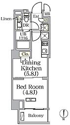 ザ・パークワンズ西池袋 1DKの間取図画像