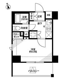 プレール・ドゥーク大崎 2階1Kの間取り