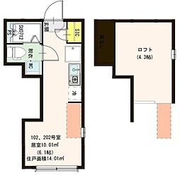 ホワイトナイト 2階ワンルームの間取り