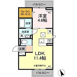 Dフラット大和田 2階1LDKの間取り