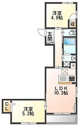 フリージア 2LDKの間取図画像