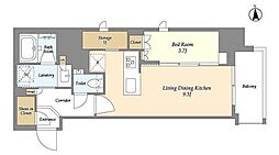 府中市宮西町1丁目マンション 1LDKの間取図画像