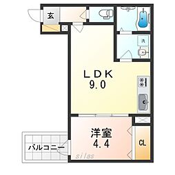 Lino久宝寺 1LDKの間取図画像