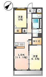 カトレア 2LDKの間取図画像