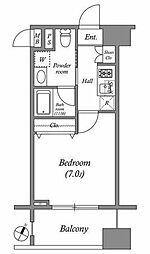 アーデン町田 5階1Kの間取り