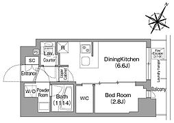コンフォリア・リヴ新中野サウス 6階1DKの間取り