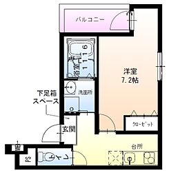 フジパレス下新庄駅南2番館 1Kの間取図画像