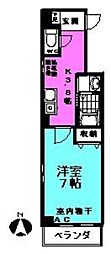 サニーフラッツ千住 1Kの間取図画像