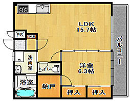 コーポトミー2 1LDKの間取図画像