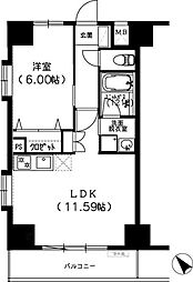 S-FORT船橋塚田 8階1LDKの間取り
