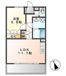 グロリオーサ 1LDKの間取図画像
