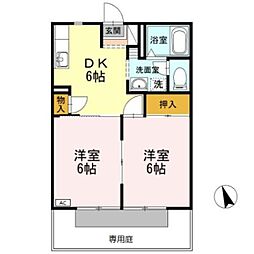 ヴァンテ2 2DKの間取図画像
