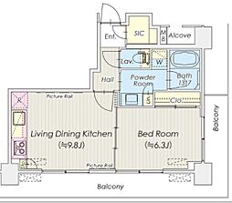 S.COURT 1LDKの間取図画像