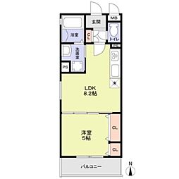 門真市城垣町マンション 1LDKの間取図画像