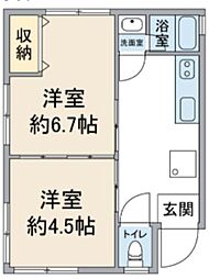 小日向テラス 2Kの間取図画像
