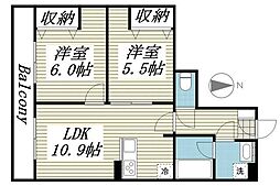 スカイタウンR 2LDKの間取図画像