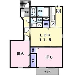 JR紀勢本線 紀三井寺駅 徒歩26分の賃貸アパート 1階2LDKの間取り