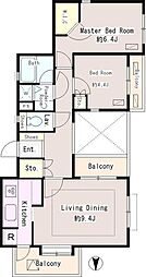 東村山北パーク・ホームズ 3階2LDKの間取り