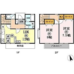 リバティー小林A 1階2LDKの間取り