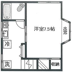 メルヴェール 1Kの間取図画像