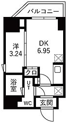 トラディス森下 4階1DKの間取り