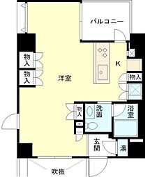 ベルメゾンシバ ワンルームの間取図画像