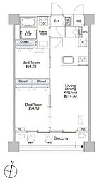 プロシード池上 8階2LDKの間取り