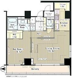 東京メトロ千代田線 代々木上原駅 徒歩7分の賃貸マンション 10階1LDKの間取り