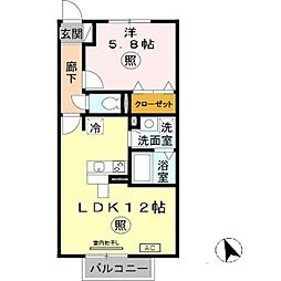 アンソレイエC棟 1LDKの間取図画像