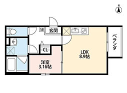 グナーデ・シュテルン1 1LDKの間取図画像