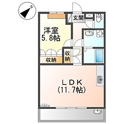 JR横浜線 相模原駅 徒歩30分の賃貸アパート 1階1LDKの間取り