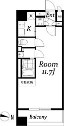アクアタウンイーストI 3階1Kの間取り
