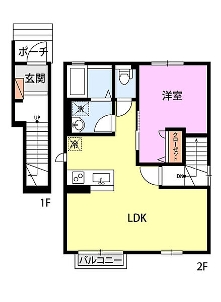 センプリエット 201｜新潟県長岡市大島本町５丁目(賃貸アパート1LDK・2階・43.66㎡)の写真 その2