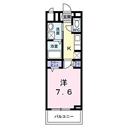 ランタナ 3階1Kの間取り