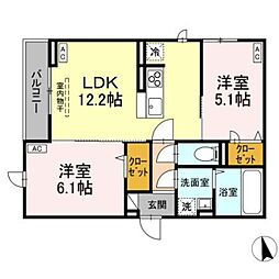 JR中央線 八王子駅 徒歩17分の賃貸アパート 3階2LDKの間取り