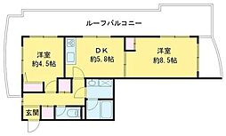 サンセール梶ヶ谷 2DKの間取図画像